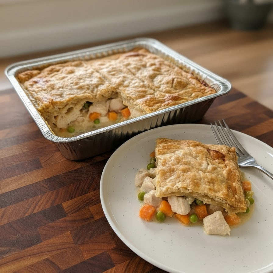 Chicken & Veggie Pie with Spelt Butter Pastry