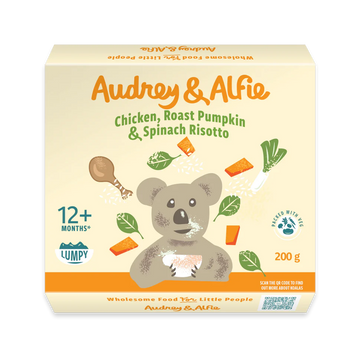 Audrey & Alfie Chicken, Pumpkin & Spinach Risotto