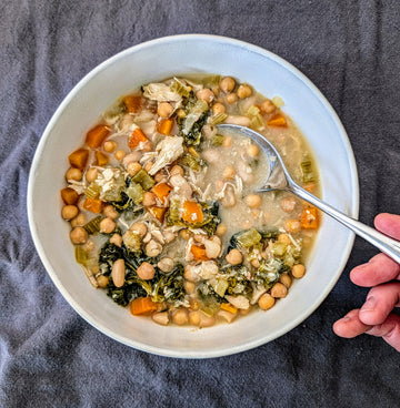 Chicken & White Bean Soup with Garlic, Kale & Lemon