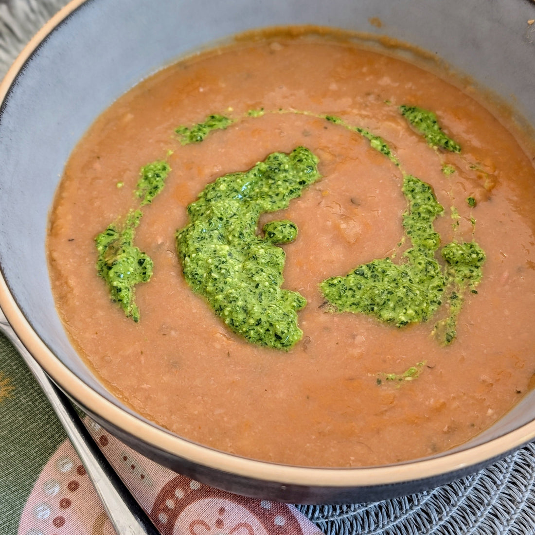 Creamy (without cream) White Bean Soup with Parsley Pesto